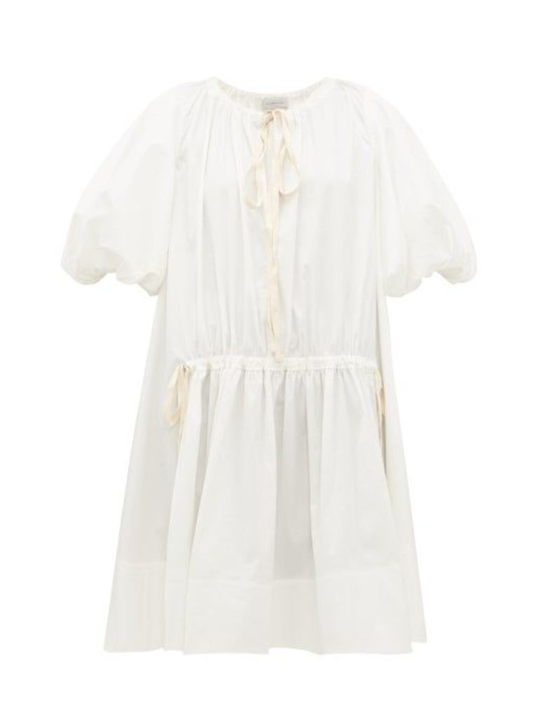 Lee Mathews - Elsie Puff Sleeve Cotton Blend Dress - Womens - White