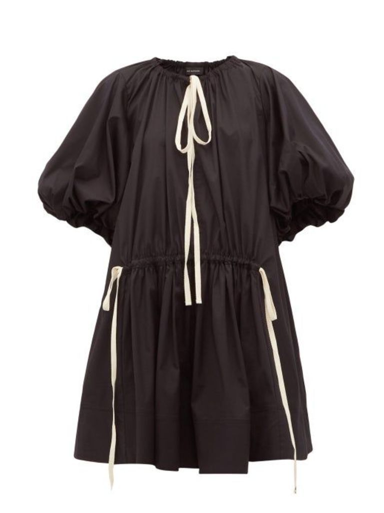 Lee Mathews - Elsie Puff-sleeve Cotton-blend Dress - Womens - Black