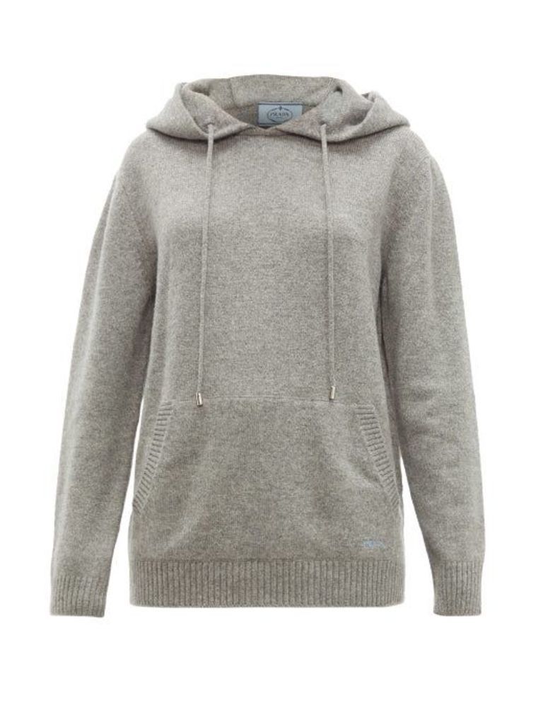 Prada - Logo-embroidered Cashmere Hooded Sweater - Womens - Grey