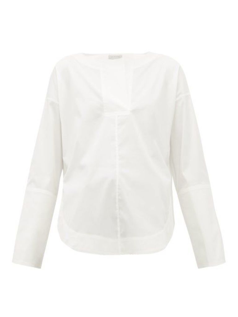 Lee Mathews - Elsie Rounded Hem Cotton Blend Shirt - Womens - White