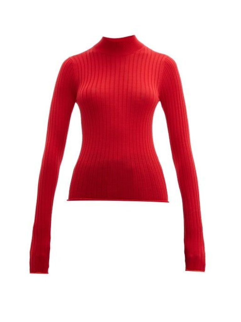 Acne Studios - Kulia High-neck Ribbed Wool Sweater - Womens - Red