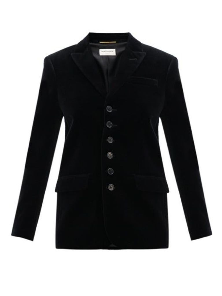 Saint Laurent - Seven-button Cotton-velvet Blazer - Womens - Black