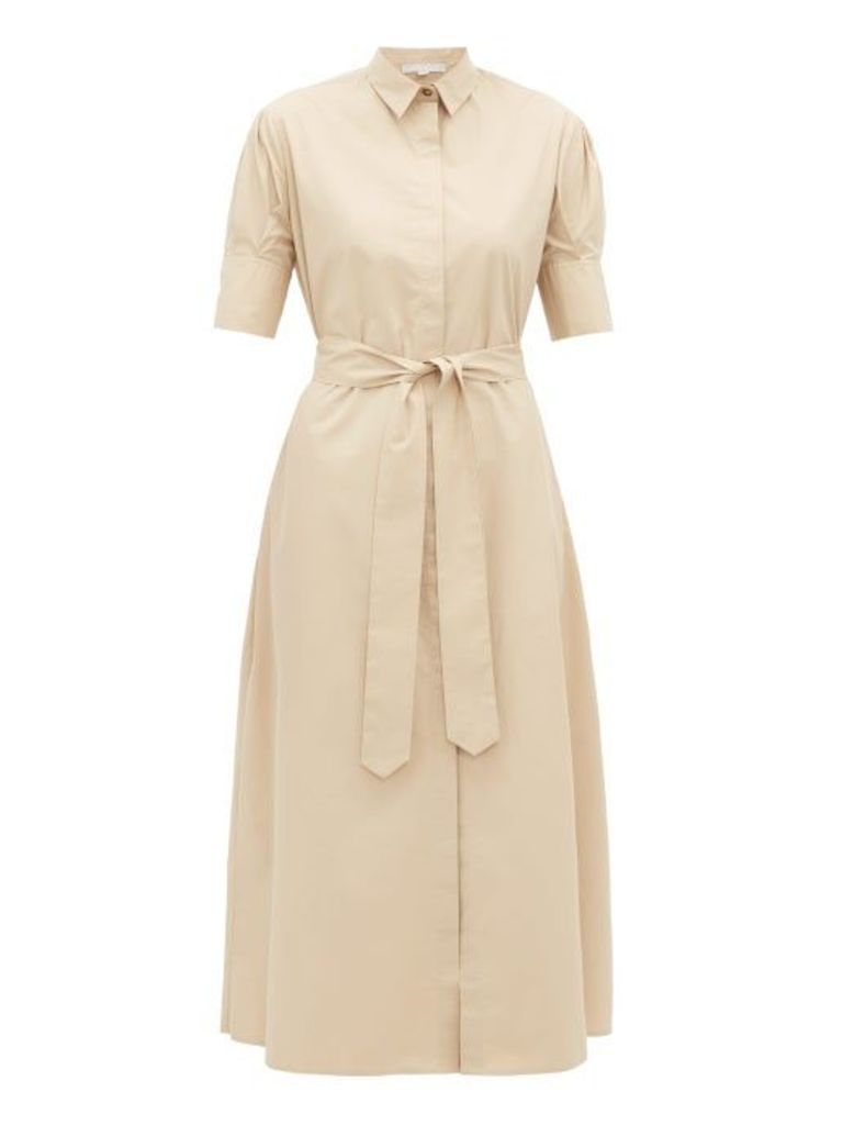 White Story - Antonia Belted Cotton Shirtdress - Womens - Beige