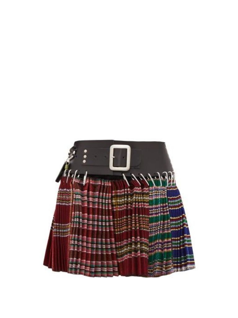 Chopova Lowena - Pleated Recycled Wool-jacquard Mini Skirt - Womens - Red Multi