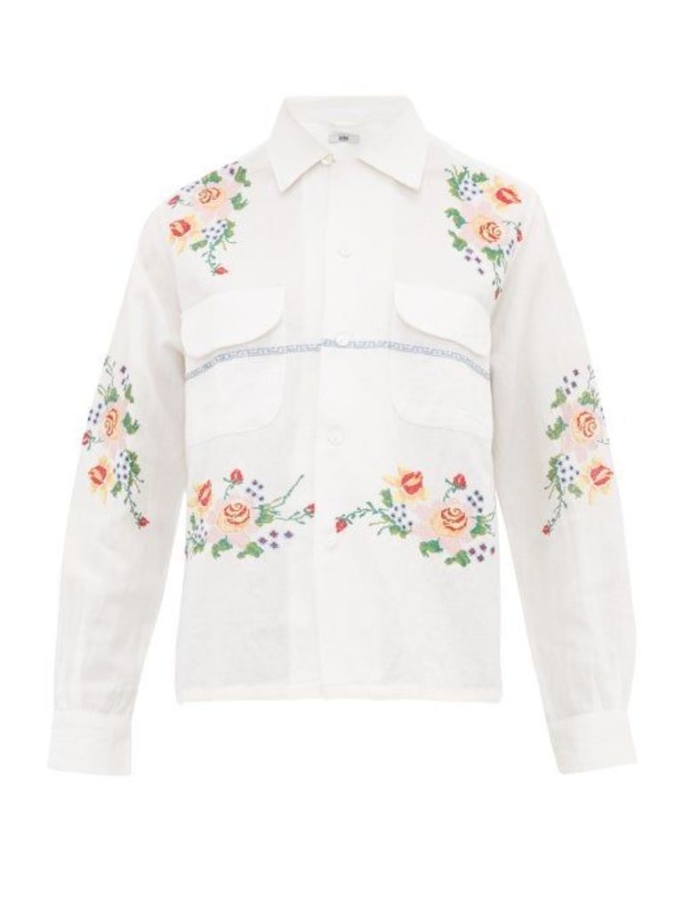Bode - Pagoda Embroidered Cotton-blend Shirt - Womens - White Multi