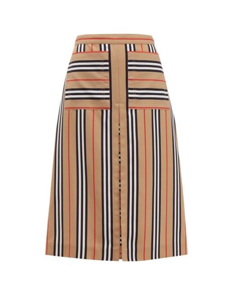 Burberry - Arisa Box-pleated A-line Skirt - Womens - Beige Multi