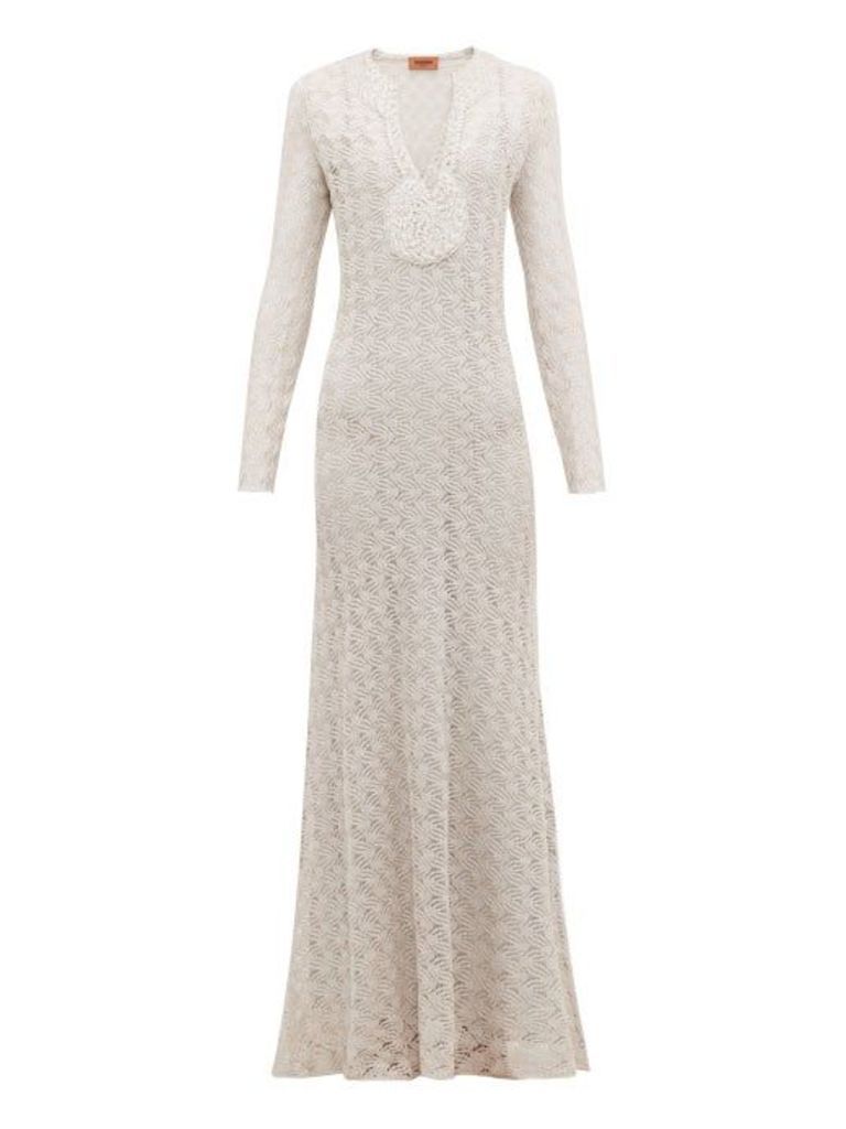 Missoni - V-neck Lurex-knit Dress - Womens - Silver