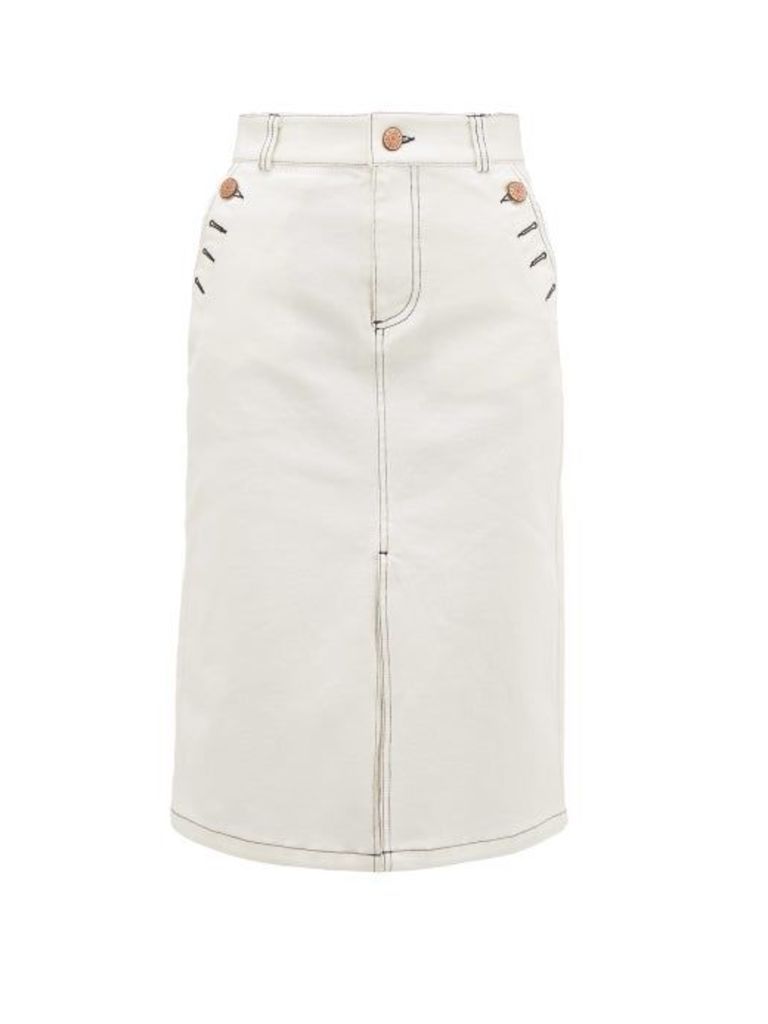 See By Chloé - Topstitched Stretch-denim Skirt - Womens - Ivory