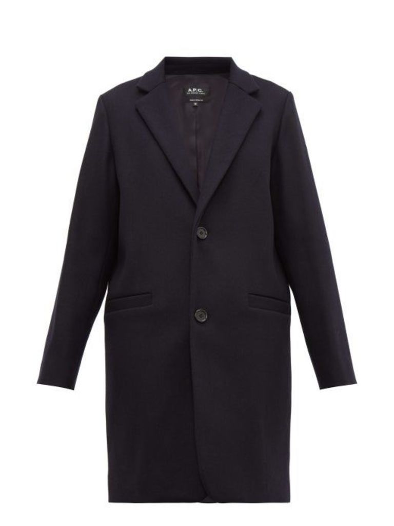 A.p.c. - Carver Single-breasted Felted Wool-blend Overcoat - Womens - Navy