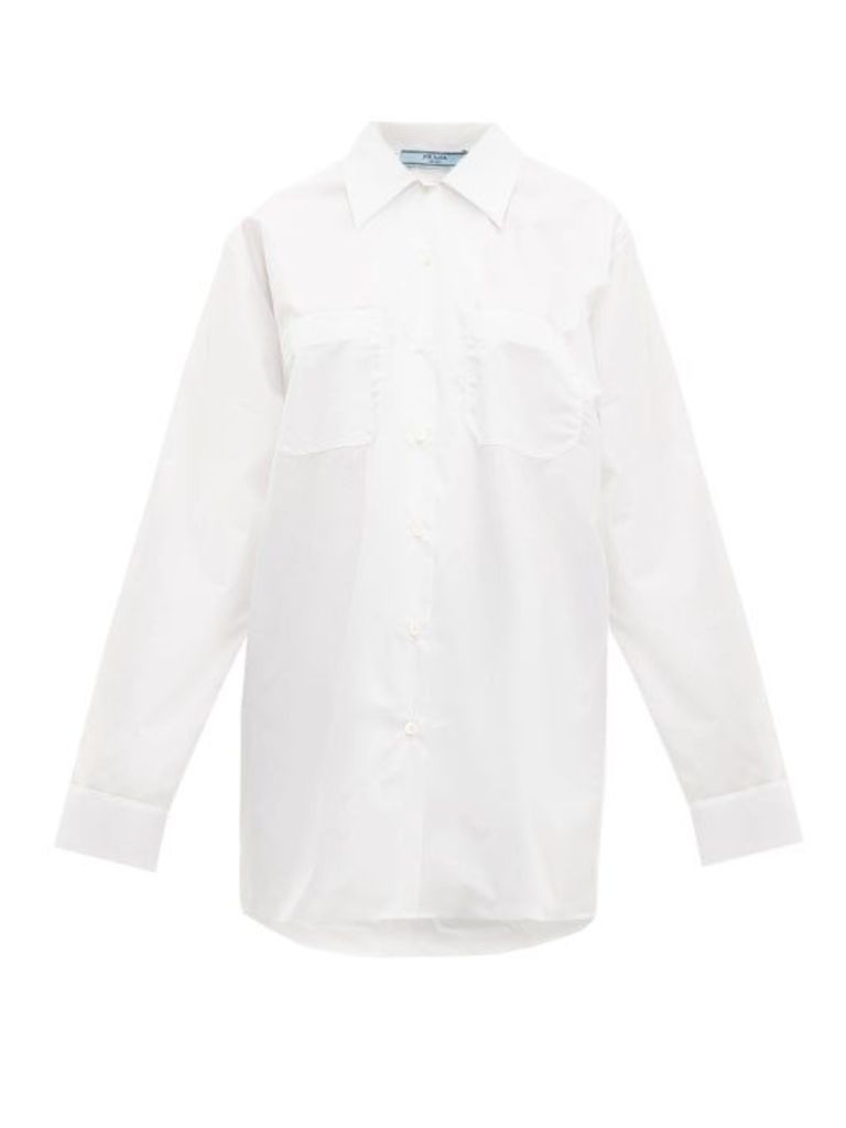 Prada - Oversized Bow-embellished Cotton-poplin Shirt - Womens - White