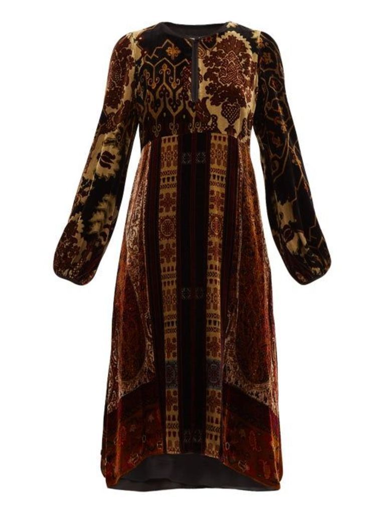 Etro - Nottinghamshire Paisley-print Velvet Dress - Womens - Black Multi