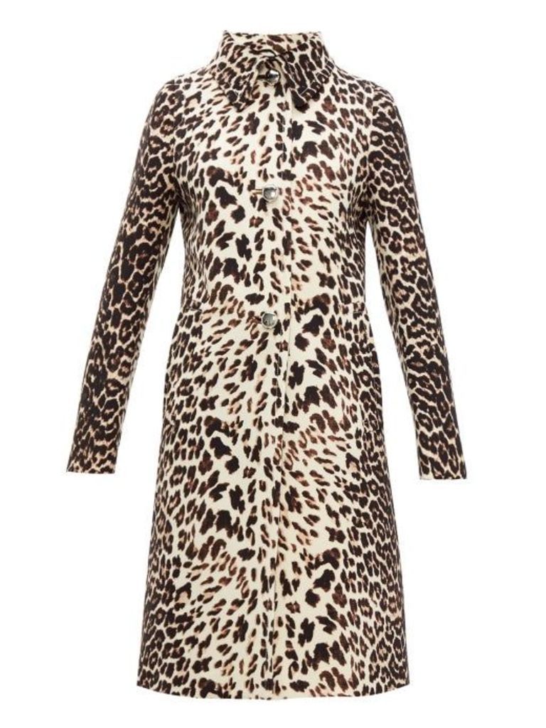 Prada - Leopard-print Single-breasted Wool Coat - Womens - Leopard