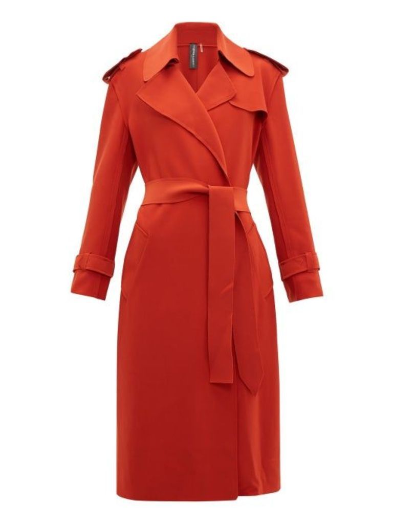 Norma Kamali - Belted Cady Trench Coat - Womens - Red