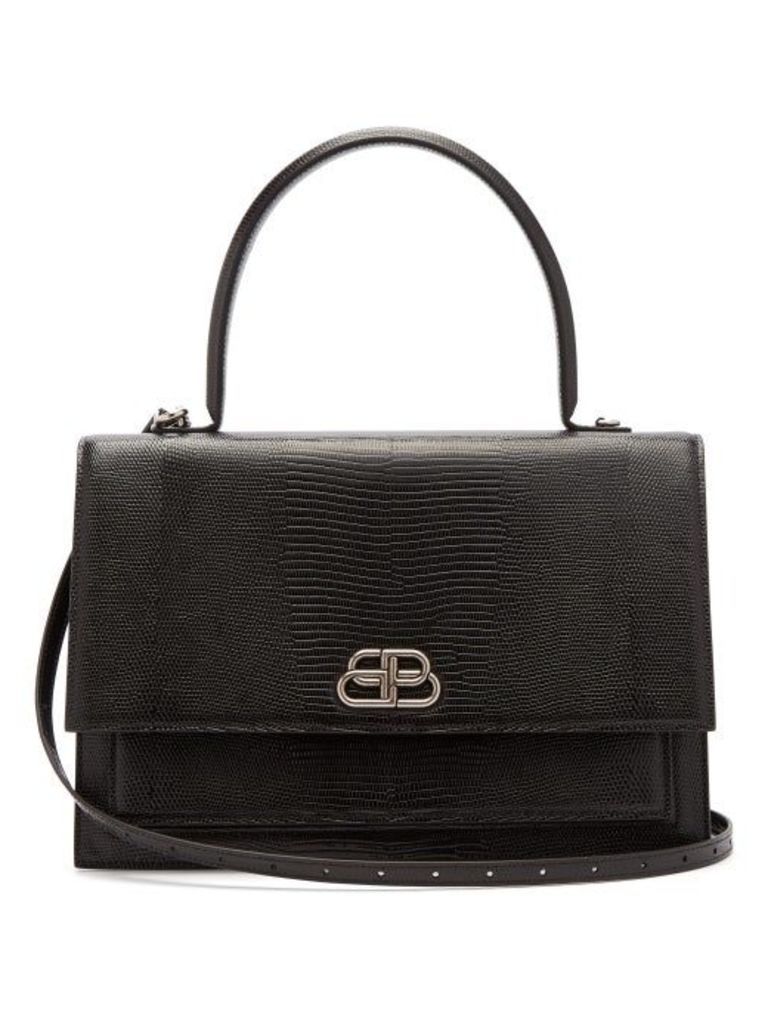 Balenciaga - Sharp L Lizard-effect Leather Bag - Womens - Black