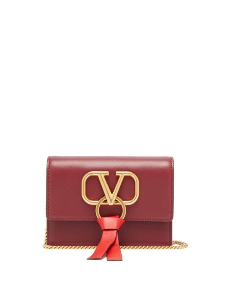 Valentino - V-ring Small Leather Cross-body Bag - Womens - Burgundy