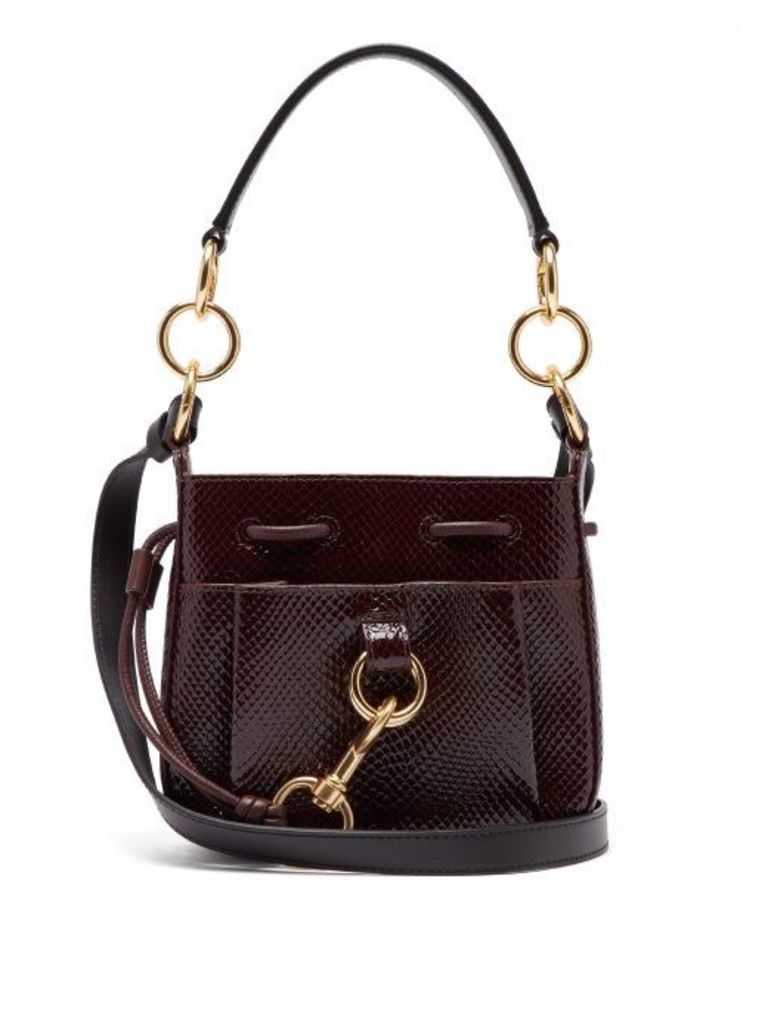 See By Chloé - Tony Small Python Effect Leather Bucket Bag - Womens - Burgundy