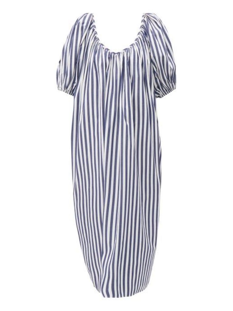 Mara Hoffman - Romina Striped Puff-sleeve Cotton Dress - Womens - Blue Stripe
