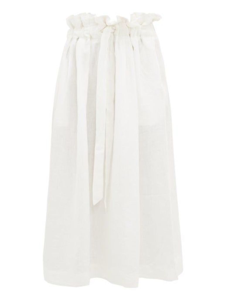 Mara Hoffman - Adora Paperbag-waist Linen Midi Skirt - Womens - White