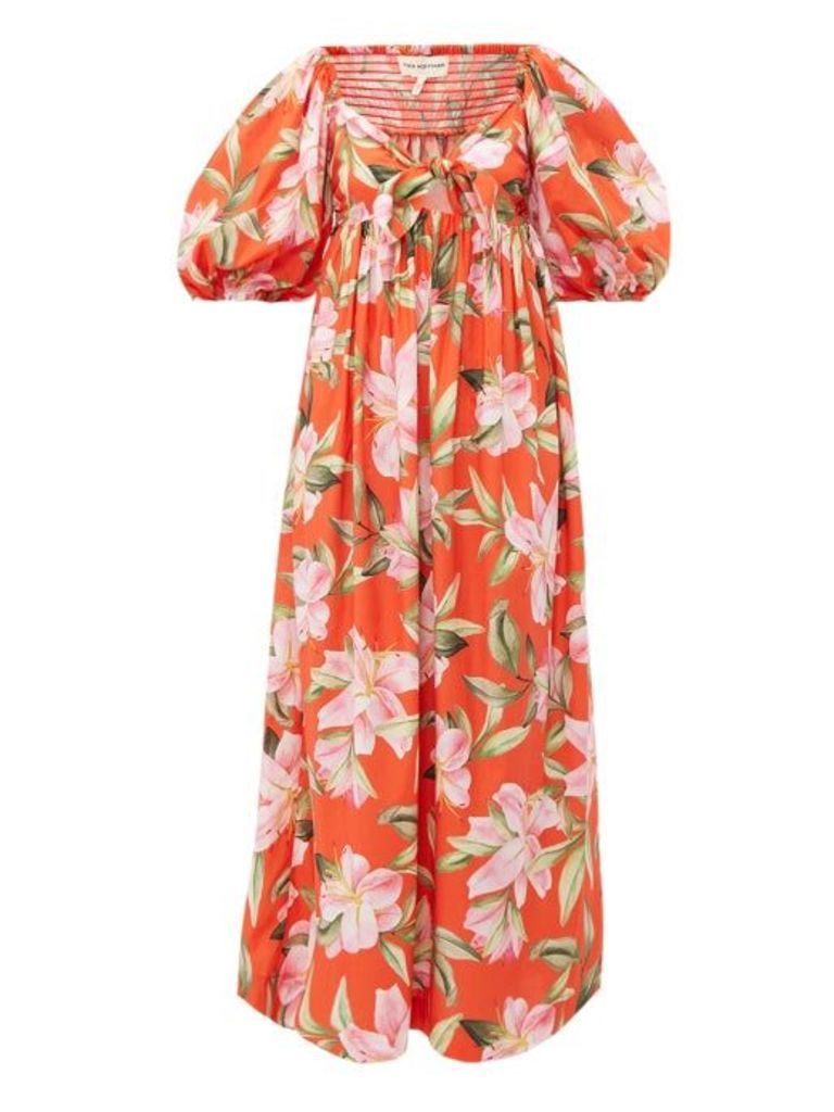 Mara Hoffman - Violet Puff Sleeve Floral Print Cotton Dress - Womens - Red Multi
