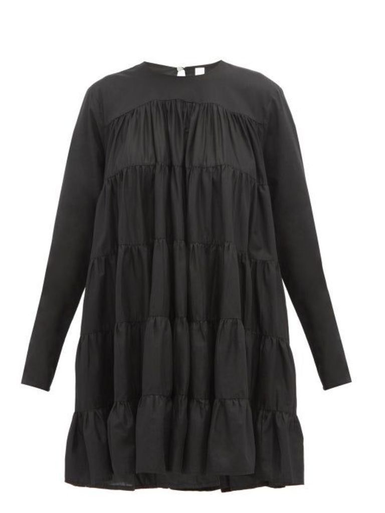 Merlette - Soliman Tiered Cotton Mini Dress - Womens - Black
