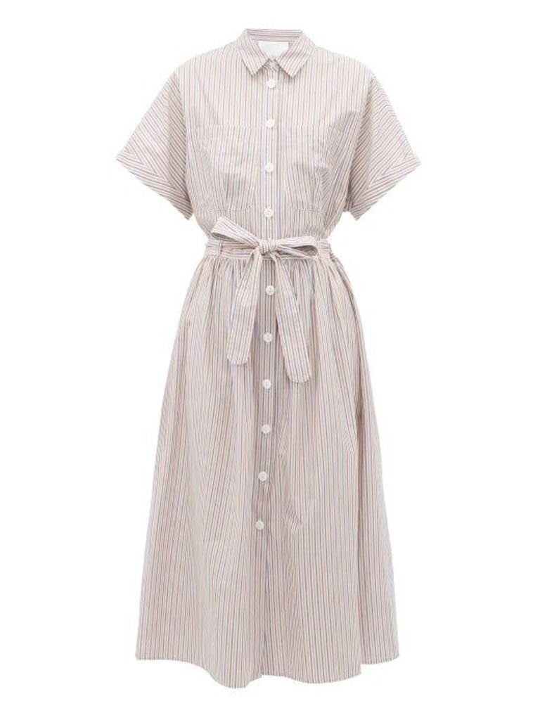Loup Charmant - Pamlico Striped Cotton Shirt Dress - Womens - White Multi