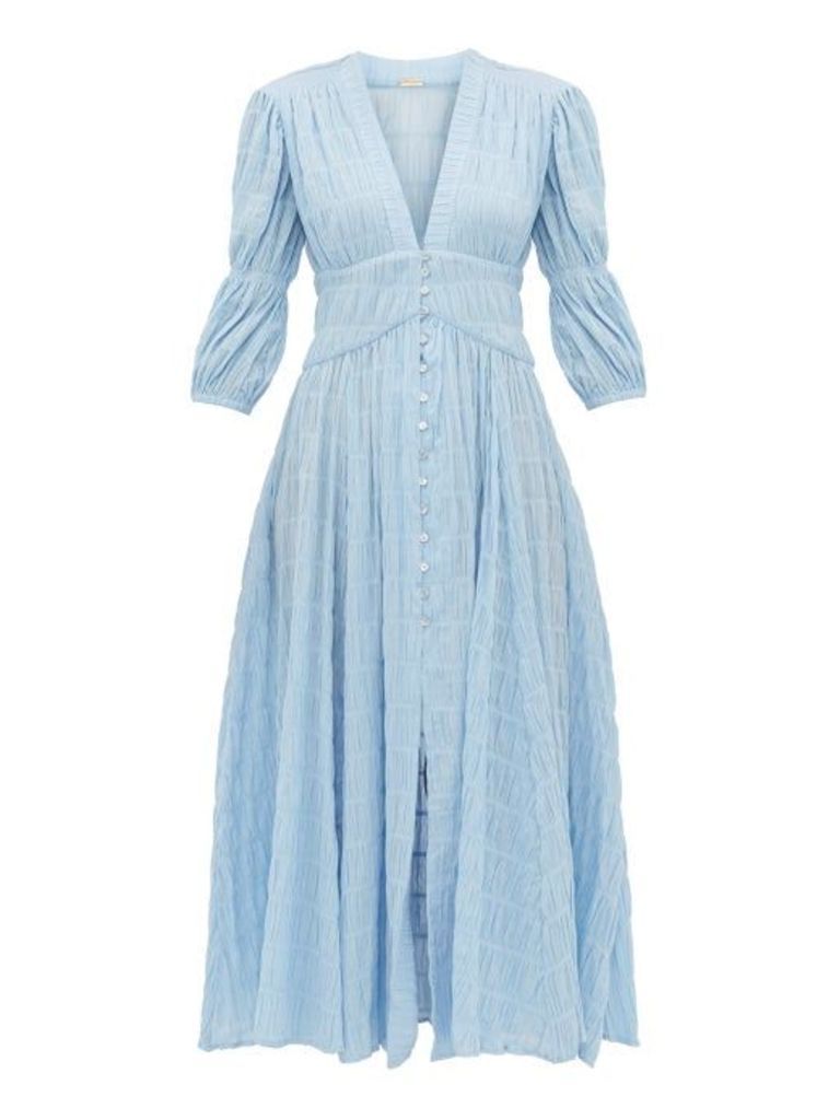 Cult Gaia - Willow Ruched Cotton-blend Maxi Dress - Womens - Blue