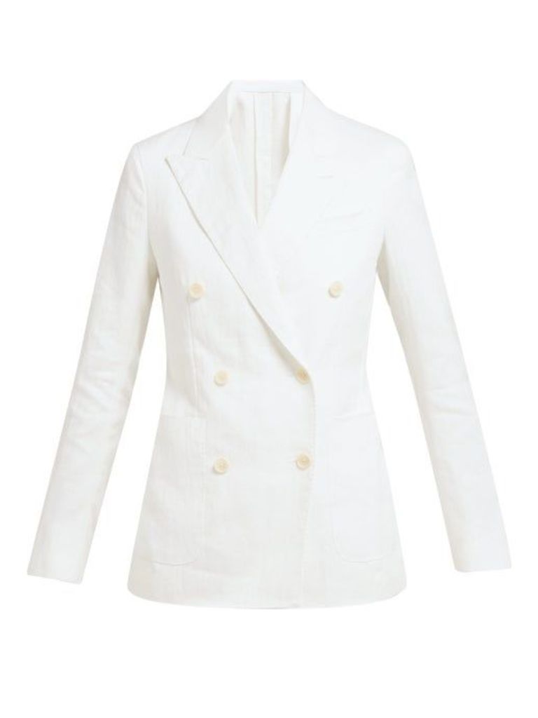 Odyssee - Sol Double-breasted Twill Blazer - Womens - White