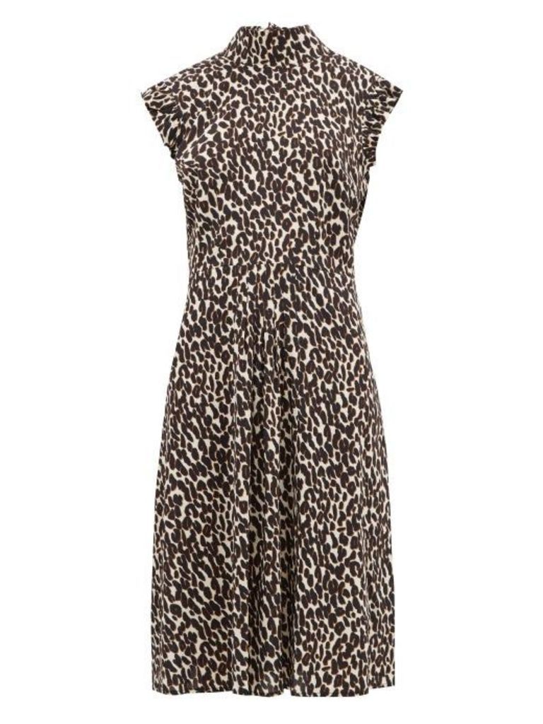 La Doublej - Bon Ton Leopard Print Frill Sleeve Dress - Womens - Leopard