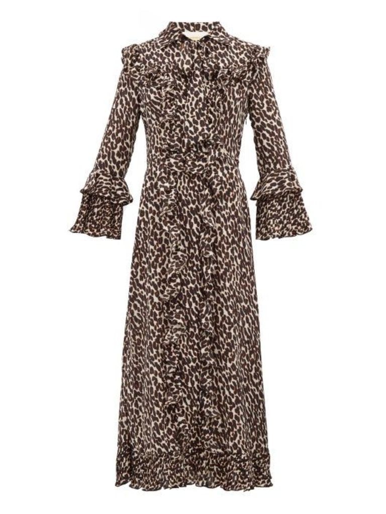 La Doublej - Leopard-print Georgette Midi Dress - Womens - Leopard