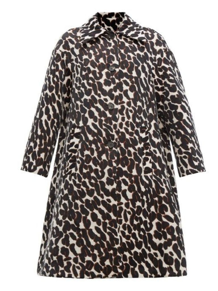 La DoubleJ - Single-breasted Leopard-jacquard Coat - Womens - Leopard