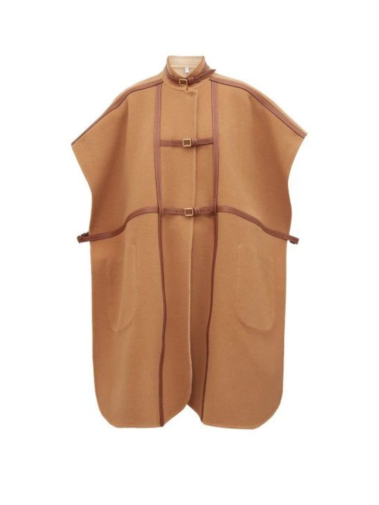 Burberry - Leather Harness Wool-blend Cape - Womens - Camel