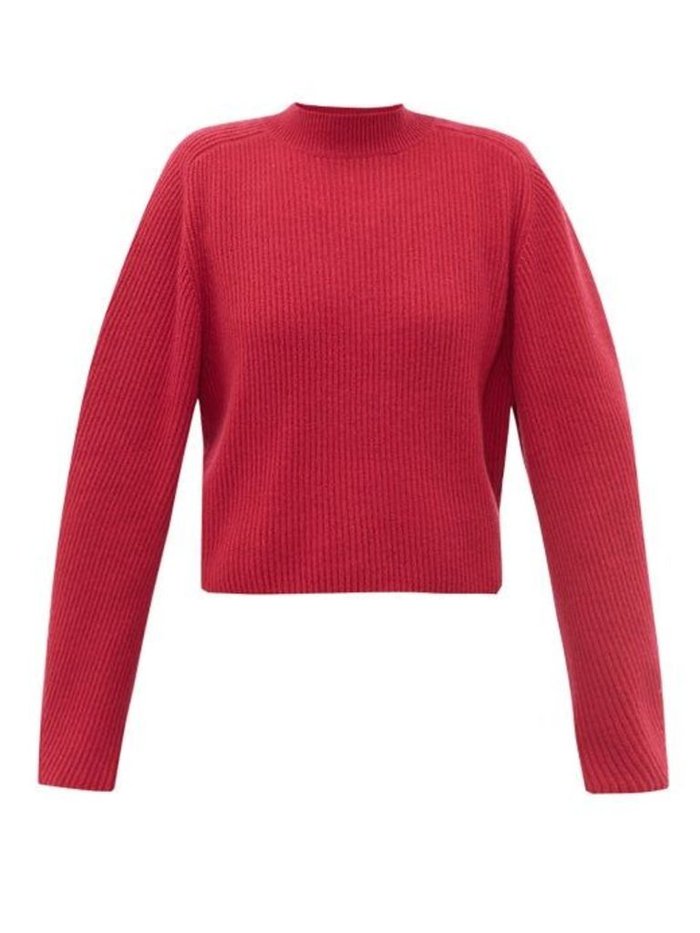 Chloé - Ribbed-knit Wool-blend Sweater - Womens - Dark Pink