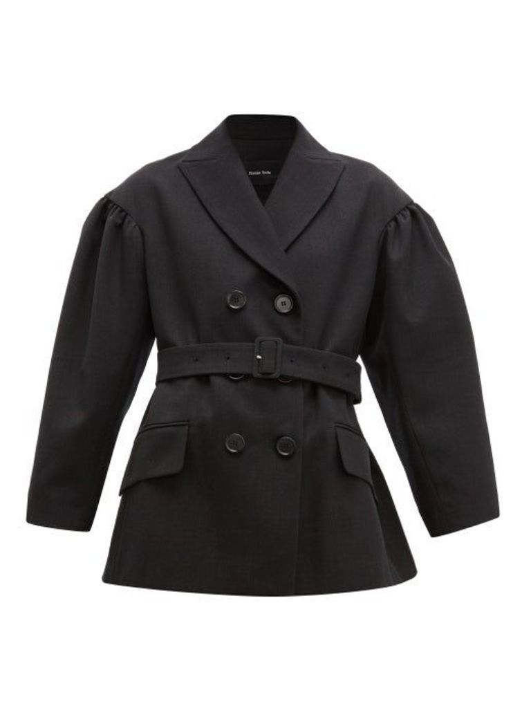 Simone Rocha - Double-breasted Belted Twill Blazer - Womens - Black