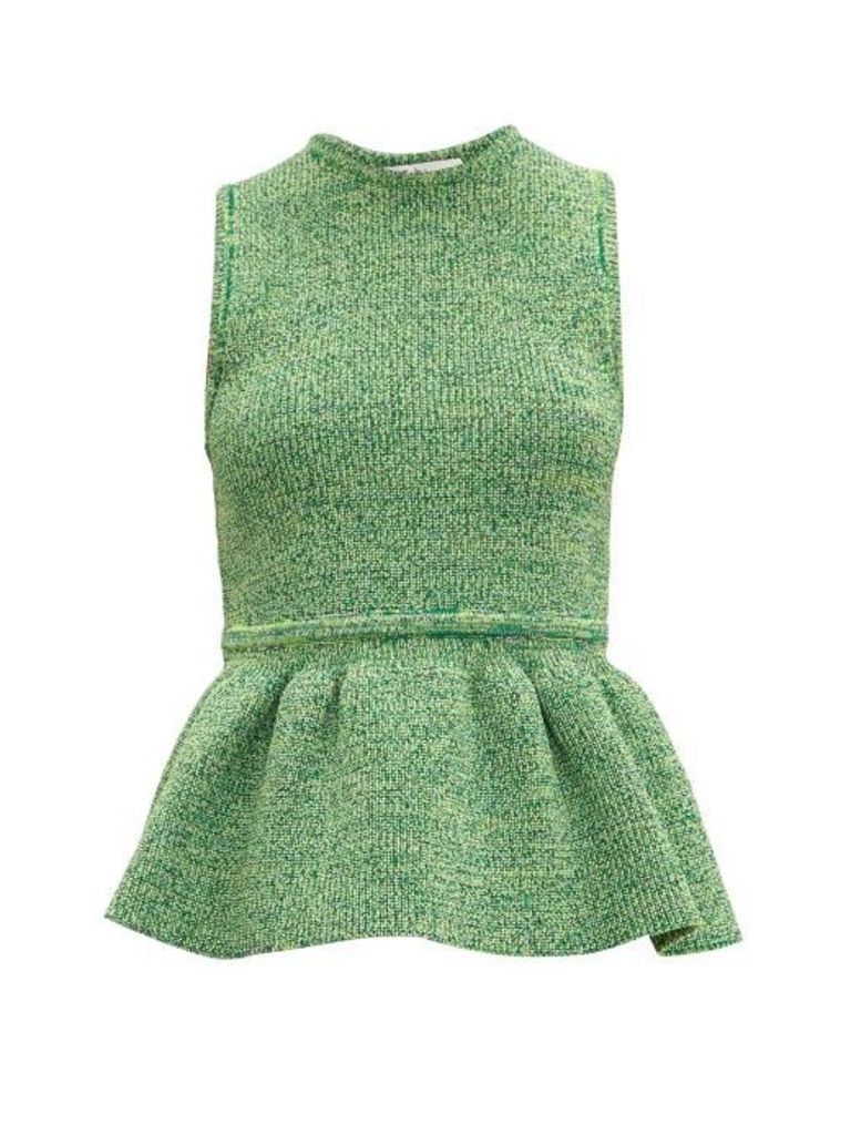 Tibi - Ribbed-knit Peplum Top - Womens - Green