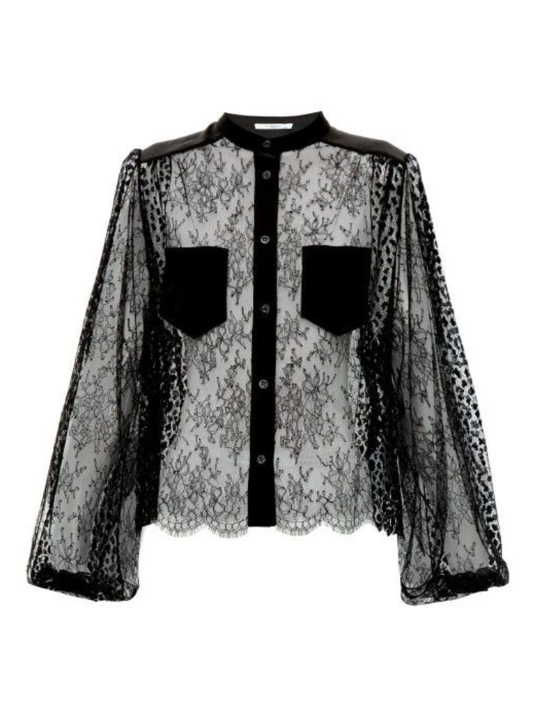 Givenchy - Floral-embroidered Lace Blouse - Womens - Black