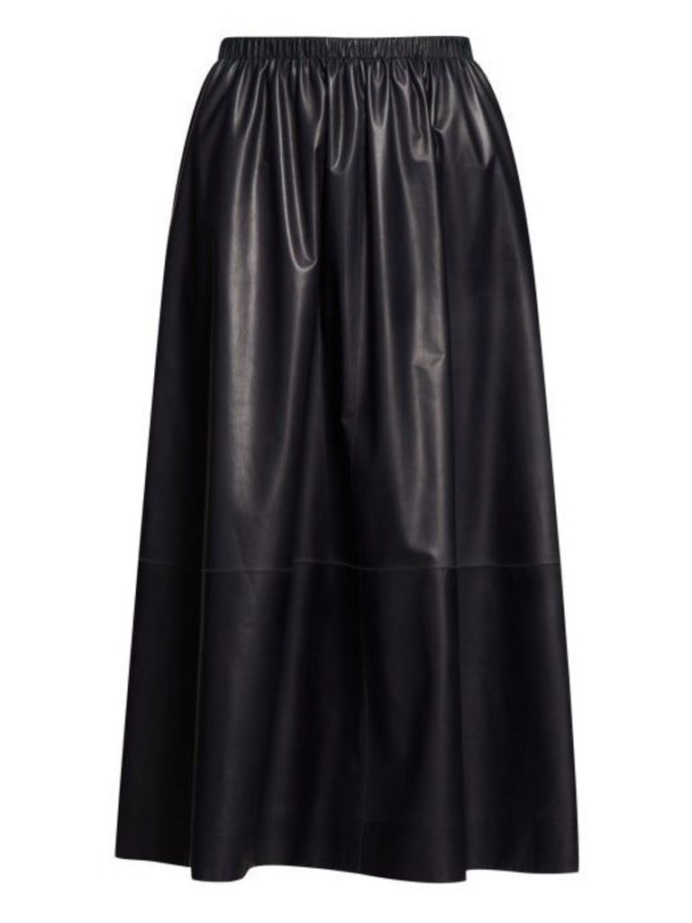 The Row - Tilia Leather Midi Skirt - Womens - Navy