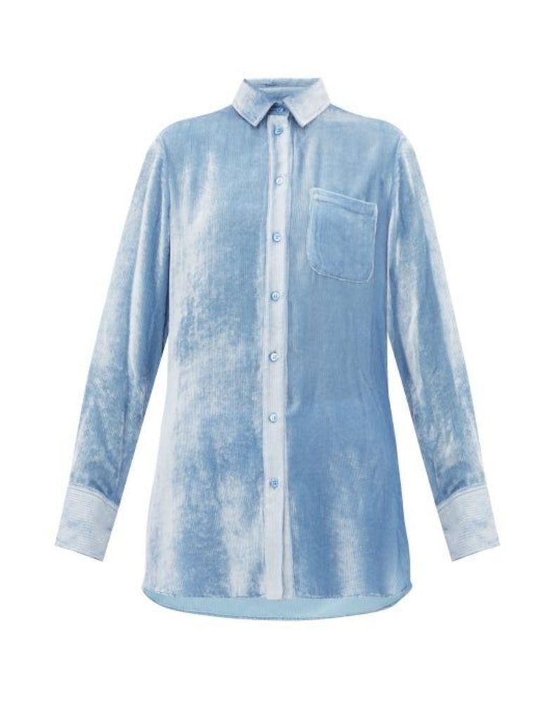 Sies Marjan - Sander Silk-blend Velvet-corduroy Shirt - Womens - Light Blue