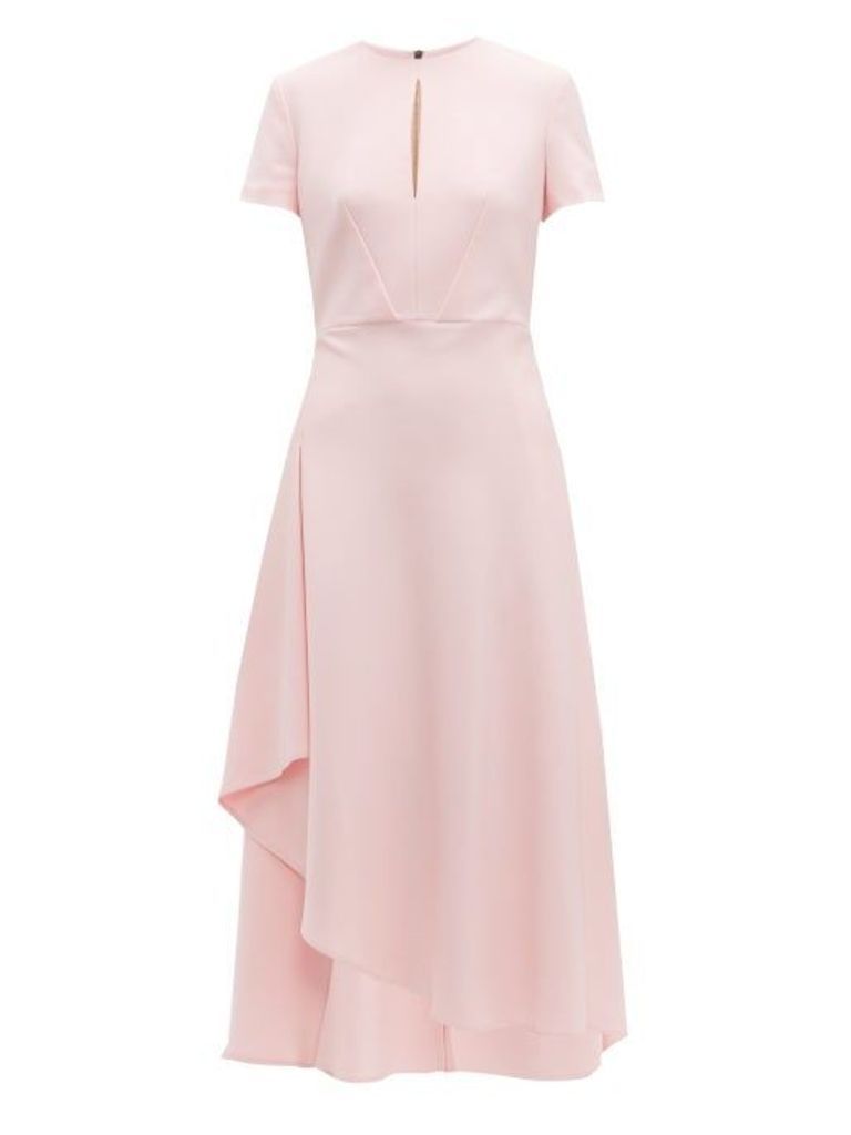Roland Mouret - Ardmore Panelle Asymmetric Crepe Midi Dress - Womens - Light Pink