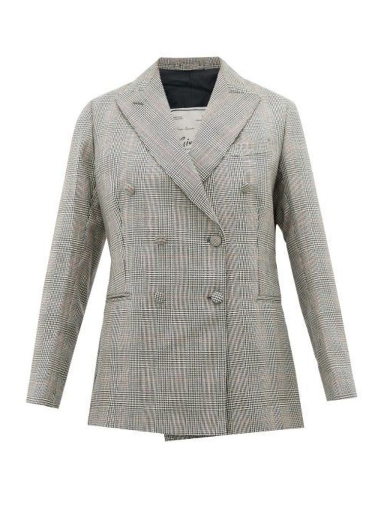 Giuliva Heritage Collection - The Cornelia Checked Double-breasted Wool Blazer - Womens - Grey Multi
