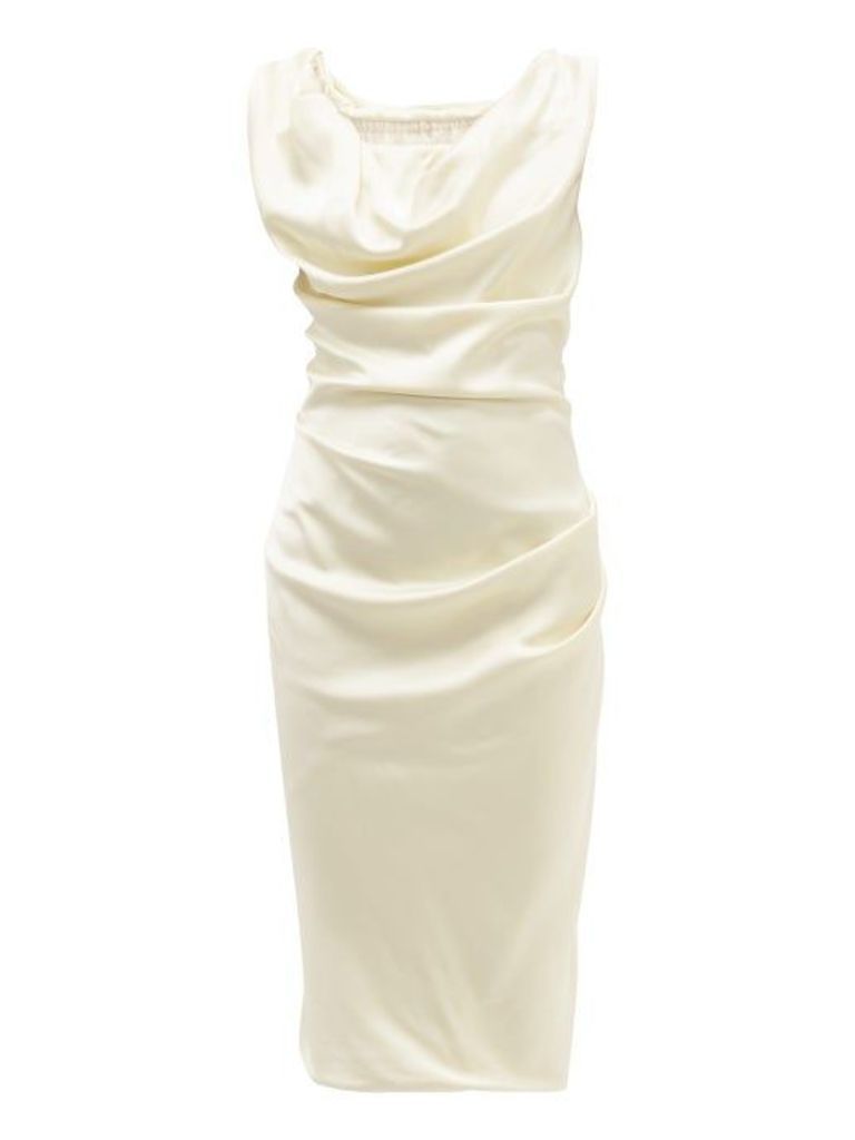 Vivienne Westwood - Ginnie Draped Satin Midi Pencil Dress - Womens - Ivory