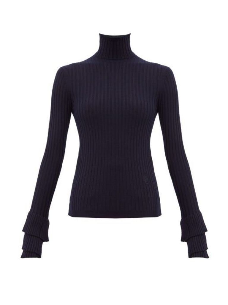 Chloé - Roll-neck Ribbed Merino-wool Sweater - Womens - Navy