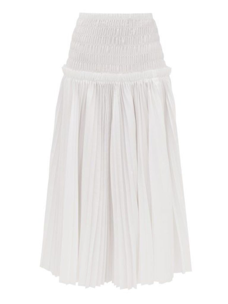 Khaite - Rosa Pleated Cotton-poplin Midi Skirt - Womens - White