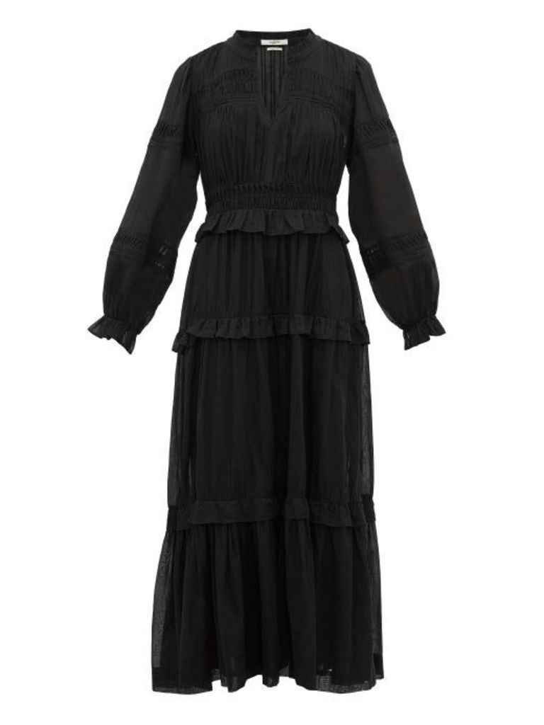 Isabel Marant Étoile - Likoya Pintucked Cotton-voile Dress - Womens - Black