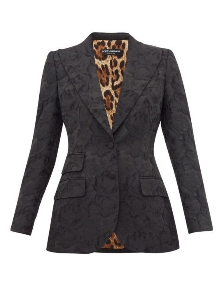 Dolce & Gabbana - Single-breasted Rose-jacquard Fitted Blazer - Womens - Black