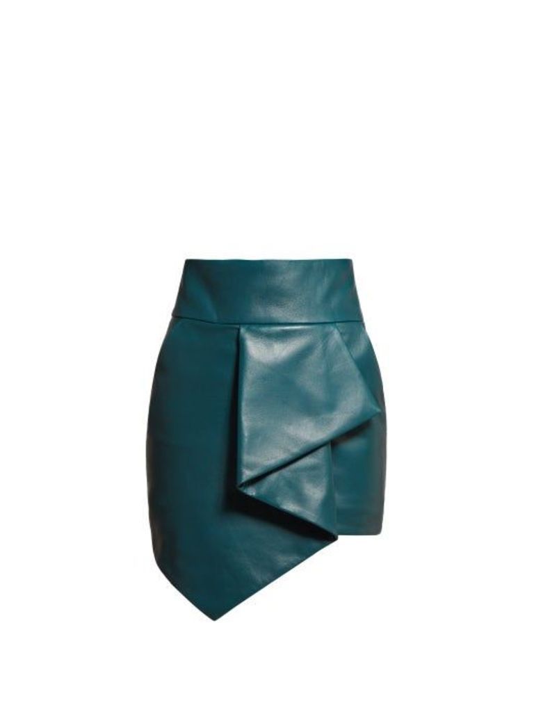Alexandre Vauthier - High-rise Asymmetric-hem Leather Skirt - Womens - Blue