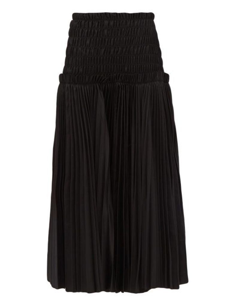 Khaite - Rosa Pleated Cotton-poplin Midi Skirt - Womens - Black