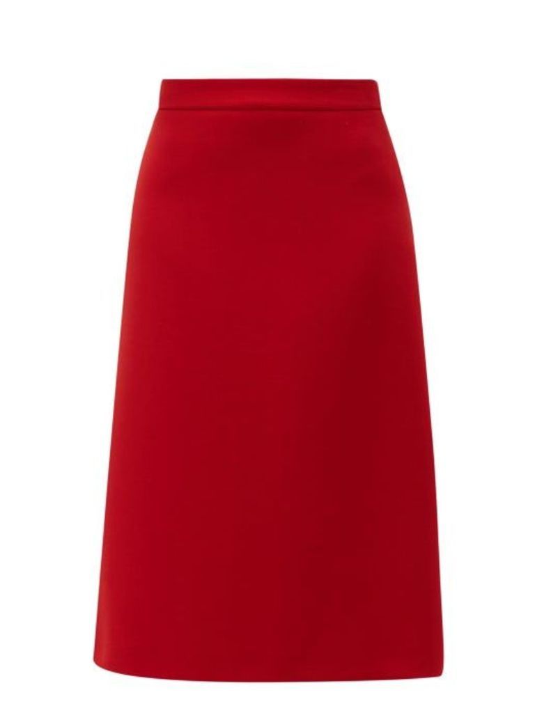 Prada - Wool Gabardine Midi Skirt - Womens - Red