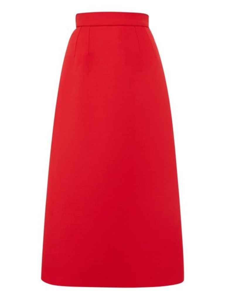 Dolce & Gabbana - Wool Midi Skirt - Womens - Red