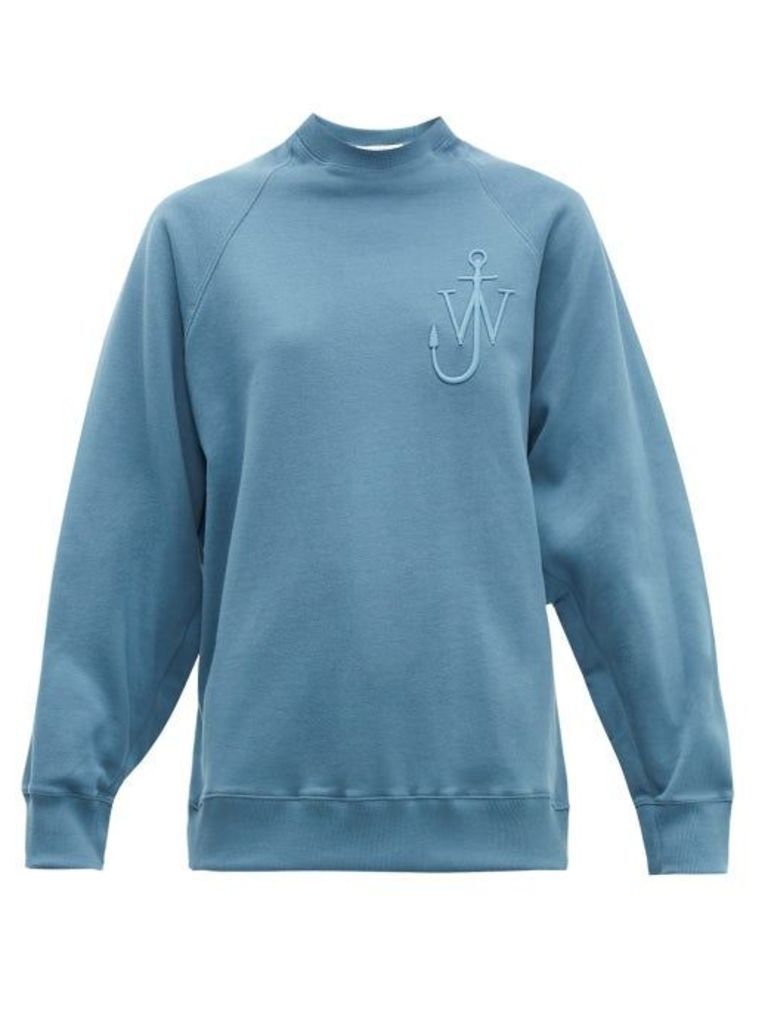 JW Anderson - Oversized Button-sleeve Cotton-jersey Sweatshirt - Womens - Blue