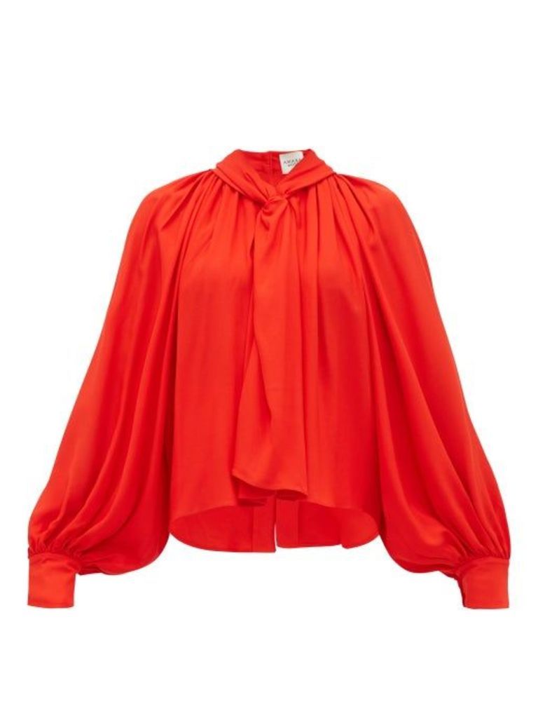 A.w.a.k.e. Mode - Twist Front Gathered Crepe Blouse - Womens - Red